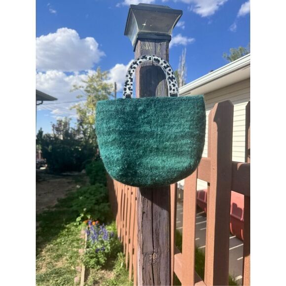 Green wool purse lucite handle Jack Mary - Picture 4 of 14